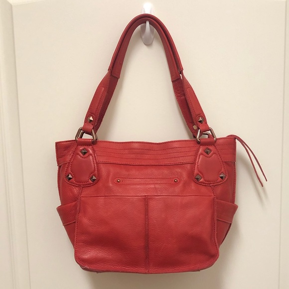 B Makowsky Red Leather ZIP Closure Bag - Picture 2 of 16